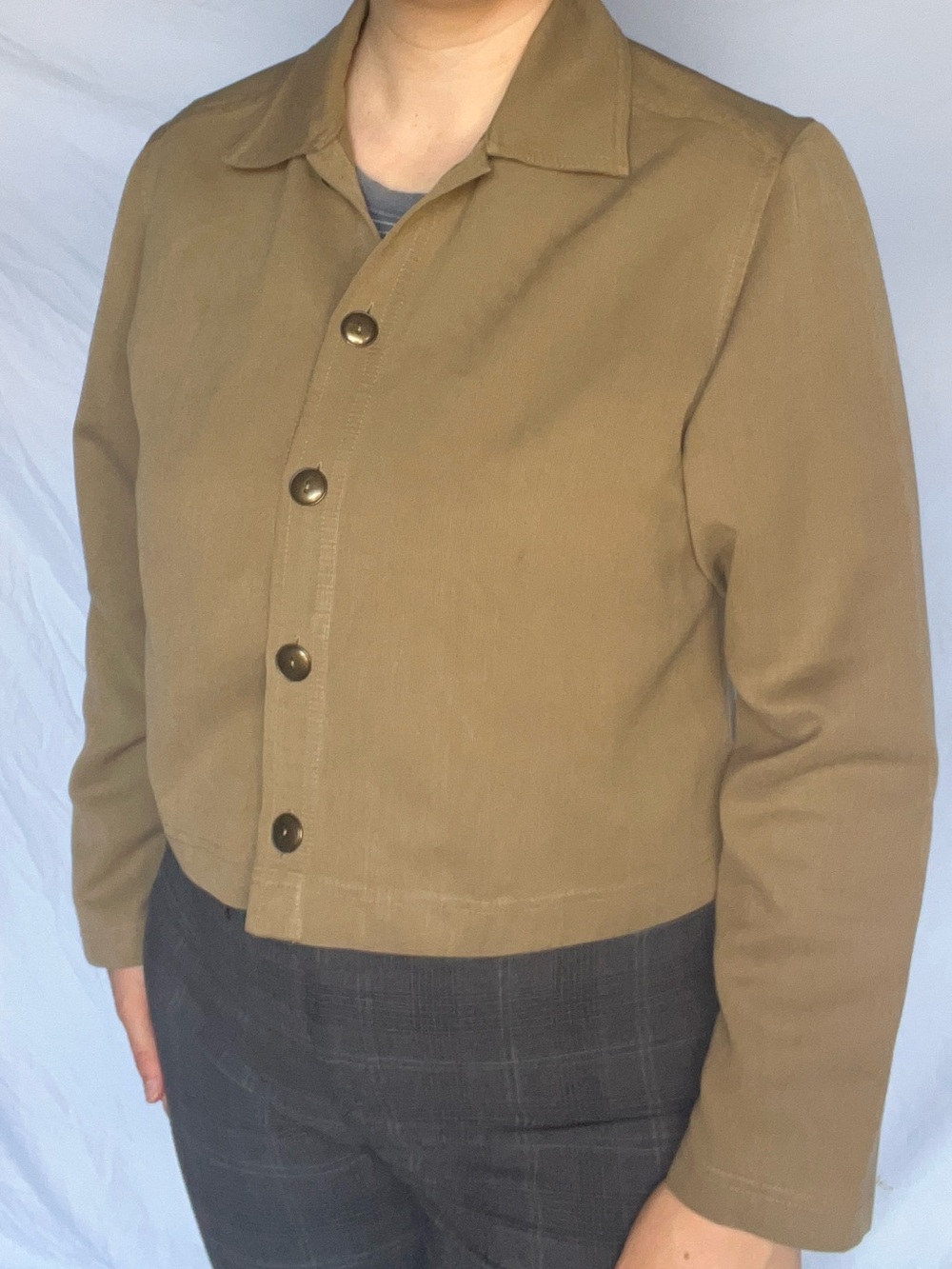 Positive Attitude Cropped Khaki Jacket